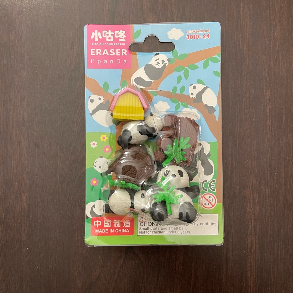 Panda Eraser Set with Tree and Bamboo